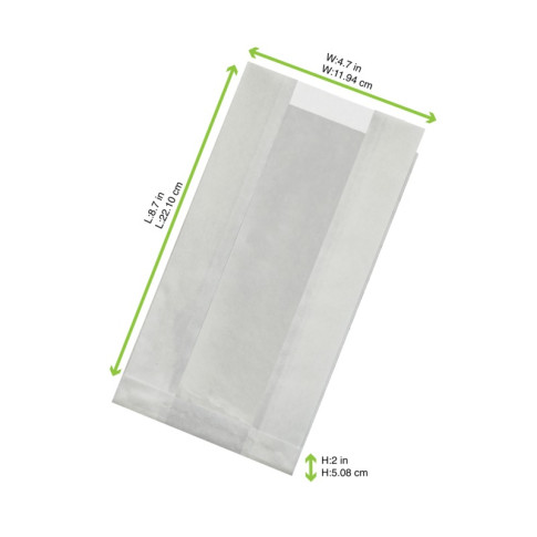 Sacchetto in carta kraft antiunto con finestra in PP (C/PAP81 + PP5) 220x120mm H50mm