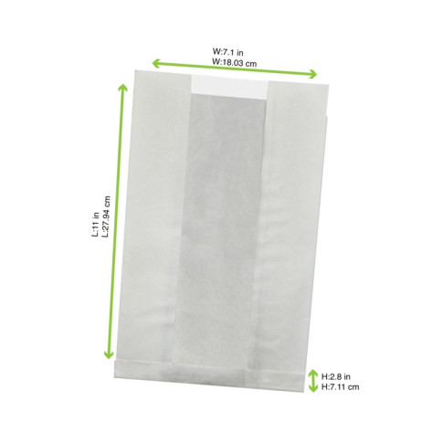 Sacchetto in carta kraft antiunto con finestra in PP (C/PAP81 + PP5) 280x180mm H80mm