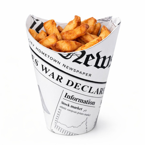 Bicchiere da snack in cartone, decorazione stampa di giornale   H118mm 270ml