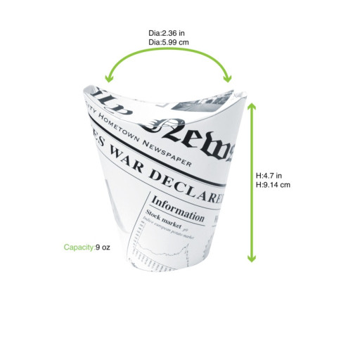 Bicchiere da snack in cartone, decorazione stampa di giornale   H118mm 270ml