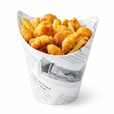 Bicchiere da snack in cartone, decorazione stampa di giornale   H135mm 350ml