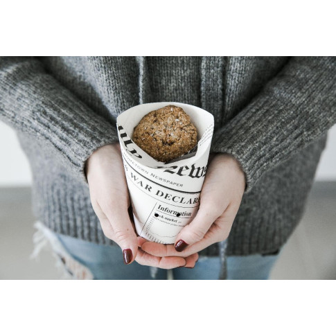 Bicchiere da snack in cartone, decorazione stampa di giornale   H135mm 350ml