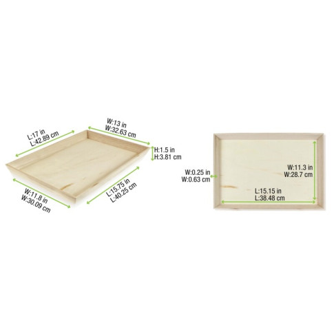 Vassoio da pasto "Noa" in legno 390x290mm H40mm