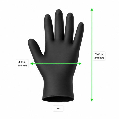 Guanto ambidestro in nitrile nero da 4,2 g contro sostanze chimiche e microrganismi pericolosi AQL 1 240x105mm