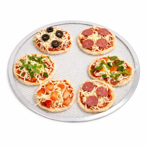 Griglia per pizza rotonda in alluminio con base forata  H4mm