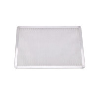 Griglia rettangolare in alluminio per pizza con base forata 400x280mm H10mm