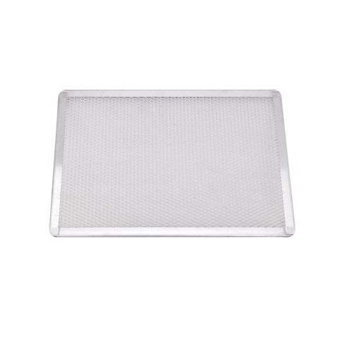 Griglia rettangolare in alluminio per pizza con base forata 400x280mm H10mm