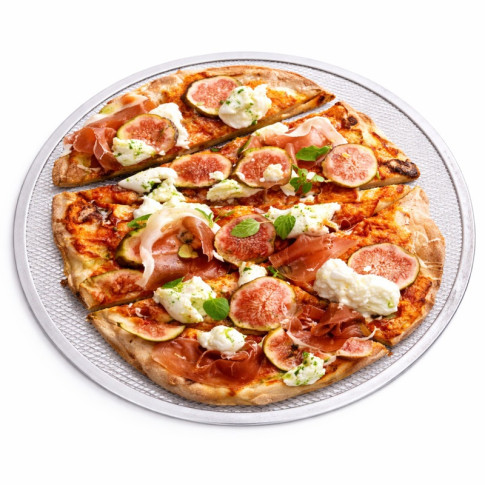 Griglia per pizza rotonda in alluminio con base forata  H4mm
