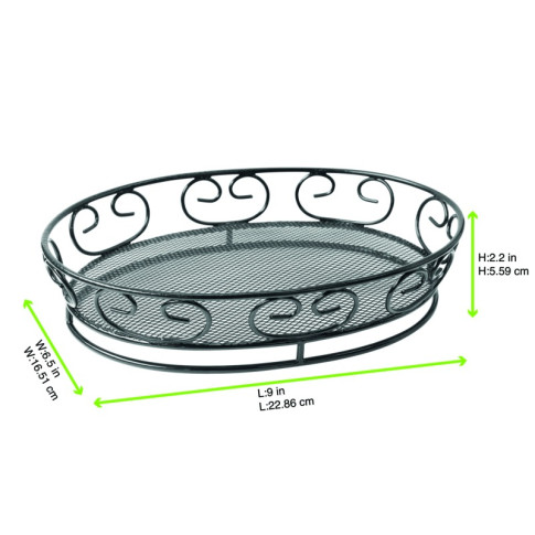 Cestino ovale in metallo nero  230x165mm H50mm