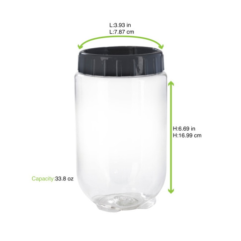 Barattolo Bokolock in PET con coperchio (PET1)  H170mm 1000ml