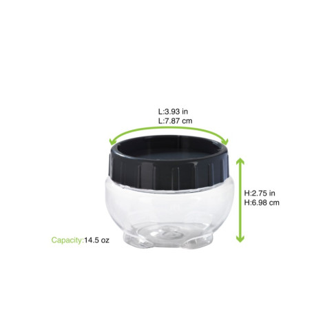 Barattolo Bokolock in PET con coperchio (PET1)  H75mm 430ml
