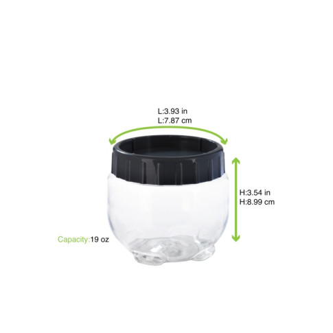 Barattolo Bokolock in PET con coperchio (PET1)  H90mm 550ml
