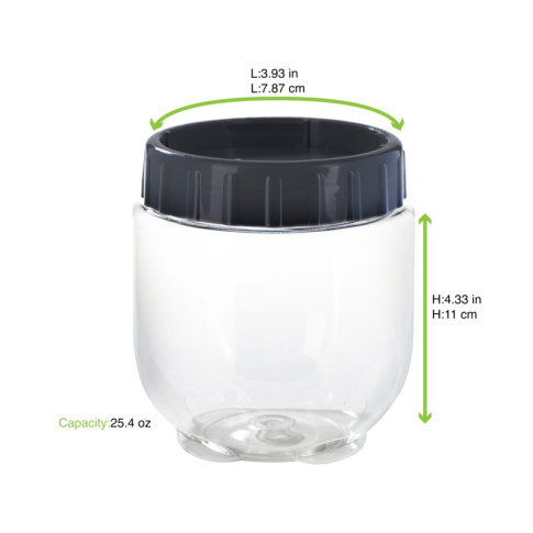 Barattolo Bokolock in PET con coperchio (PET1)  H110mm 750ml