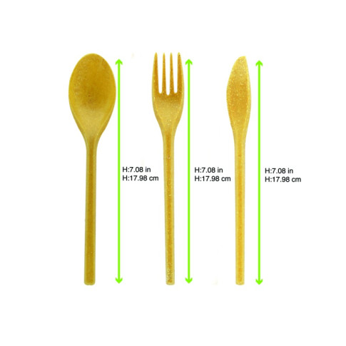 Kit coperto in legno: coltello forchetta tovagliolo, involucro kraft 250