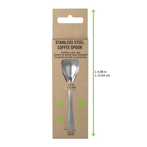 Cucchiaino da caffè in acciaio inox con custodia, da lavare prima dell'uso  128x27mm H15mm