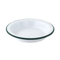 Piatto fondo smaltato con bordo verde (42)  H40mm 650ml