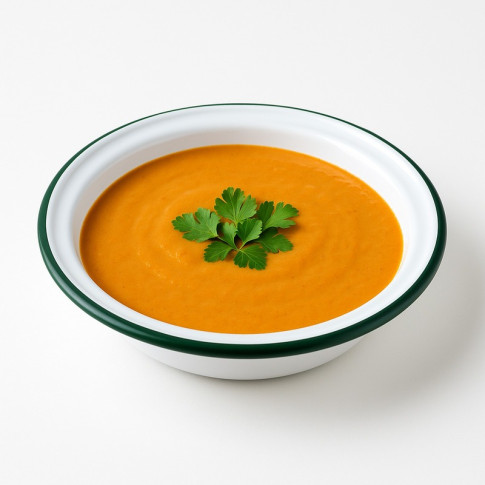 Piatto fondo smaltato con bordo verde (42)  H40mm 650ml