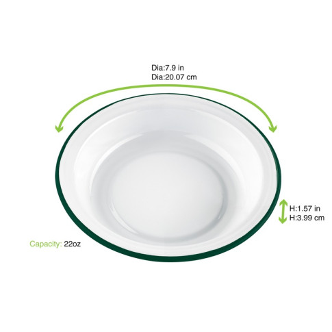 Piatto fondo smaltato con bordo verde (42)  H40mm 650ml