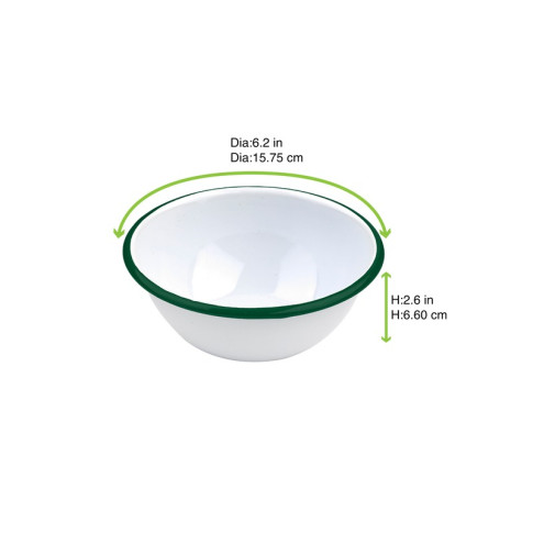 Ciotola Enamely smaltata con bordo verde (42)  H65mm 550ml