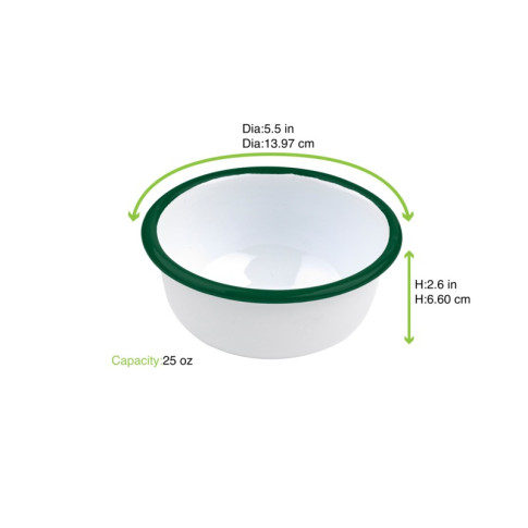 Ciotola Enamely smaltata con bordo verde (42)  H65mm 750ml