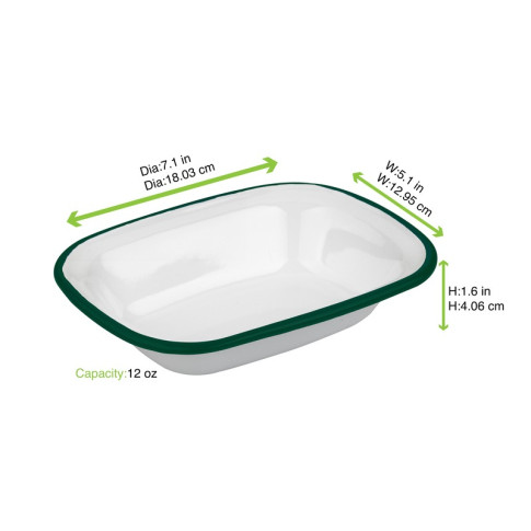 Teglia Enamely smaltata con bordo verde (42) 183x137mm H40mm 350ml