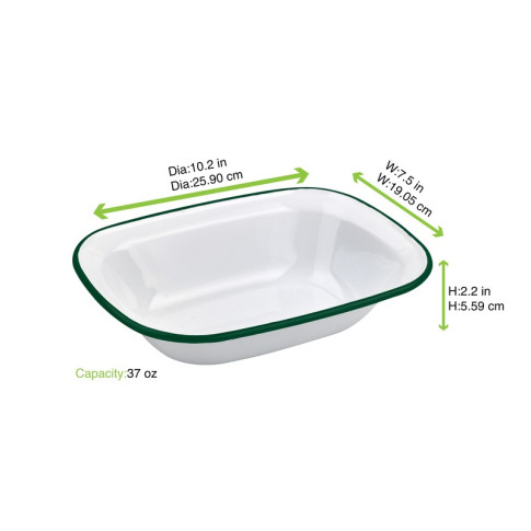 Teglia Enamely smaltata con bordo verde (42) 264x197mm H59mm 1100ml