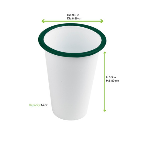 Bicchiere smaltato con bordo verde (42)  H90mm 300ml