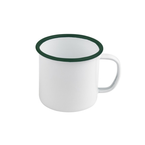 Mug smaltata con manico e bordo verde (42)  H70mm 250ml