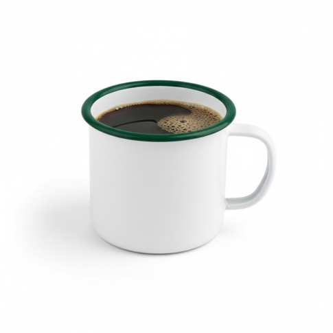 Mug smaltata con manico e bordo verde (42)  H70mm 250ml