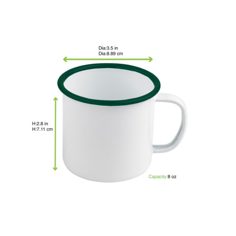 Mug smaltata con manico e bordo verde (42)  H70mm 250ml