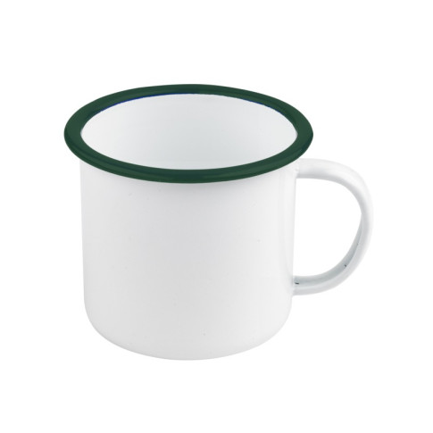 Mug smaltata con manico e bordo verde (42)  H75mm 350ml