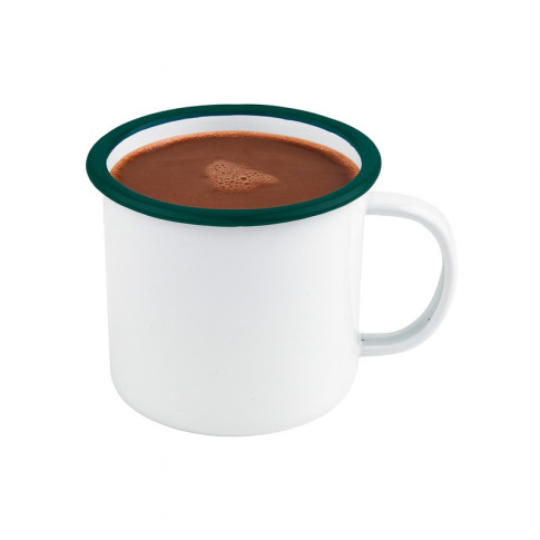 Mug smaltata con manico e bordo verde (42)  H75mm 350ml
