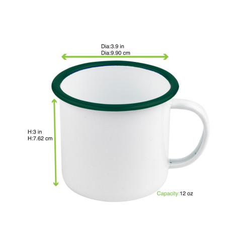 Mug smaltata con manico e bordo verde (42)  H75mm 350ml
