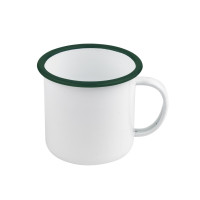 Mug smaltata con manico e bordo verde (42)  H90mm 500ml