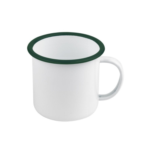 Mug smaltata con manico e bordo verde (42)  H90mm 500ml
