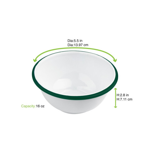 Scodella Enamely smaltata con bordo verde (42)  H63mm 470ml