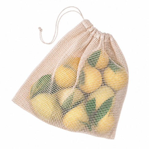 Borsa in rete di cotone naturale con chiusura a coulisse 300mm H340mm