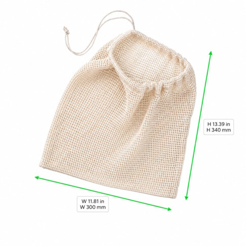 Borsa in rete di cotone naturale con chiusura a coulisse 300mm H340mm