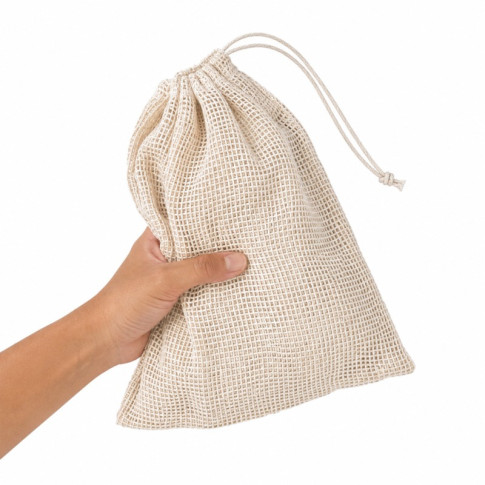 Borsa in rete di cotone naturale con chiusura a coulisse 300mm H340mm