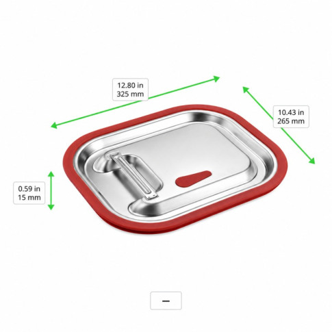 Coperchio in acciaio inox 1/2 in silicone 325x265mm H15mm