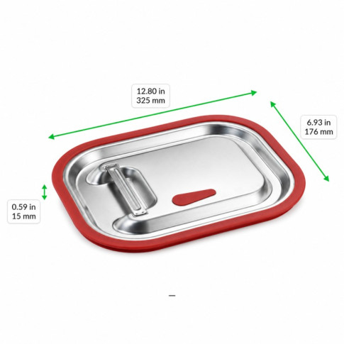 Coperchio in acciaio inox 1/3 in silicone 325x176mm H15mm