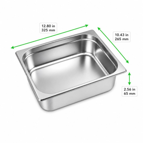 Vassoio GN in acciaio inox 1/2 H 6,5 cm 325x265mm H65mm