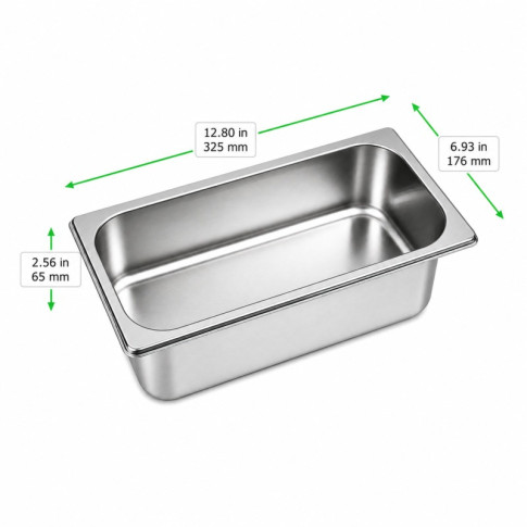 Vassoio GN in acciaio inox 1/3 H 6,5 cm 325x176mm H65mm