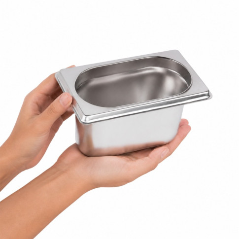 Vassoio GN in acciaio inox 1/9 H6,5cm 176x108mm H65mm
