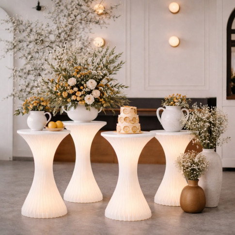 Tavolo pieghevole bianco illuminato con piano in acrilico  H1 000mm
