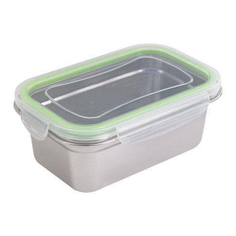 Lunch-box NoxBox rettangolare in acciaio inox con coperchio in PP trasparente (FE40 + PP5) 193x125mm H70mm 1000ml