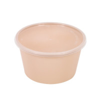Contenitore beige in PP con coperchio trasparente (PP5)  H52mm 470ml