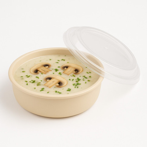 Contenitore beige in PP con coperchio trasparente (PP5)  H82mm 1200ml