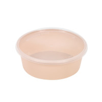 Contenitore beige in PP con coperchio trasparente (PP5)  H41mm 300ml