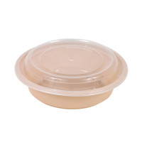 Contenitore beige in PP con coperchio trasparente (PP5)  H66mm 470ml